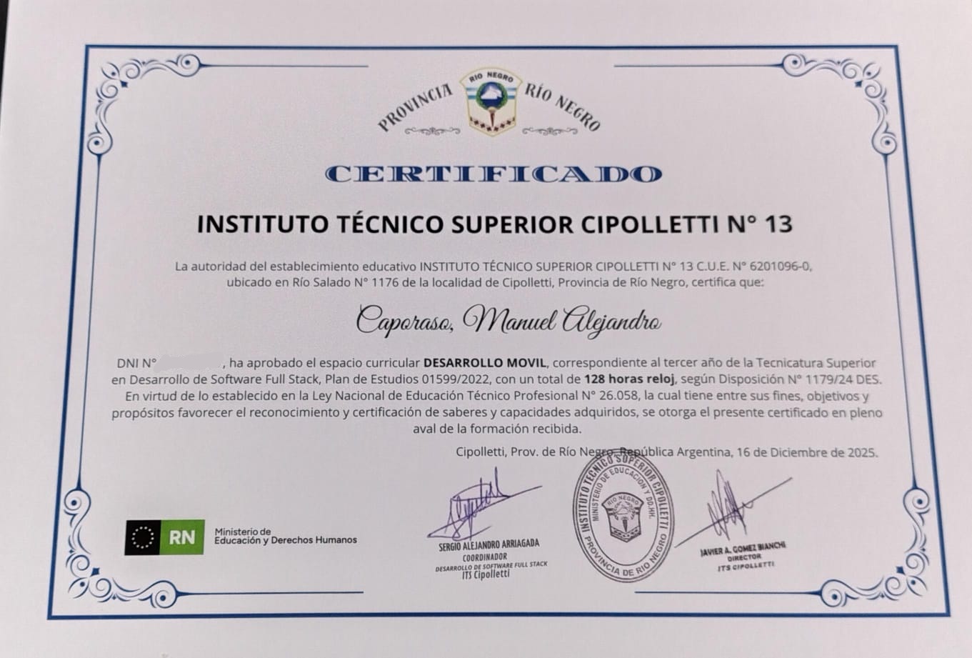 Certificado · Programación Móvil (ITS)